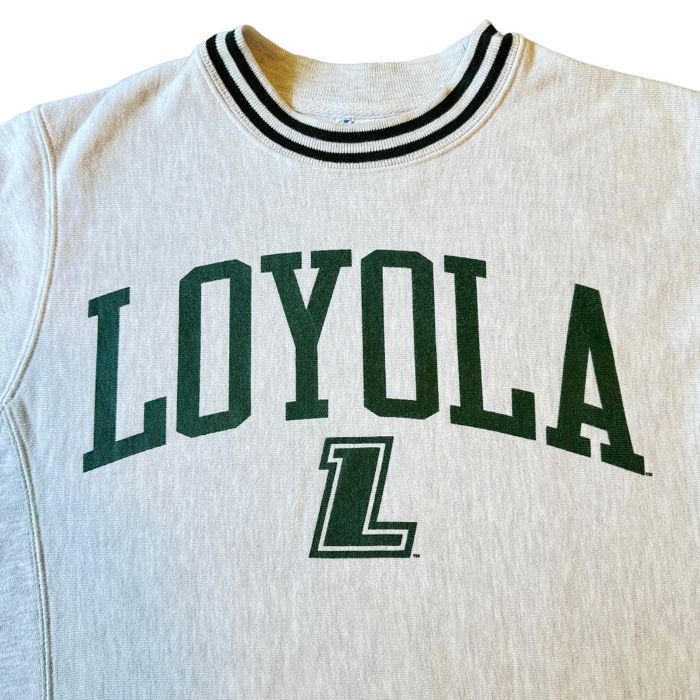 Loyola University Chicago Champion Reverse Weave Sweatshirt Green Ringer Size S